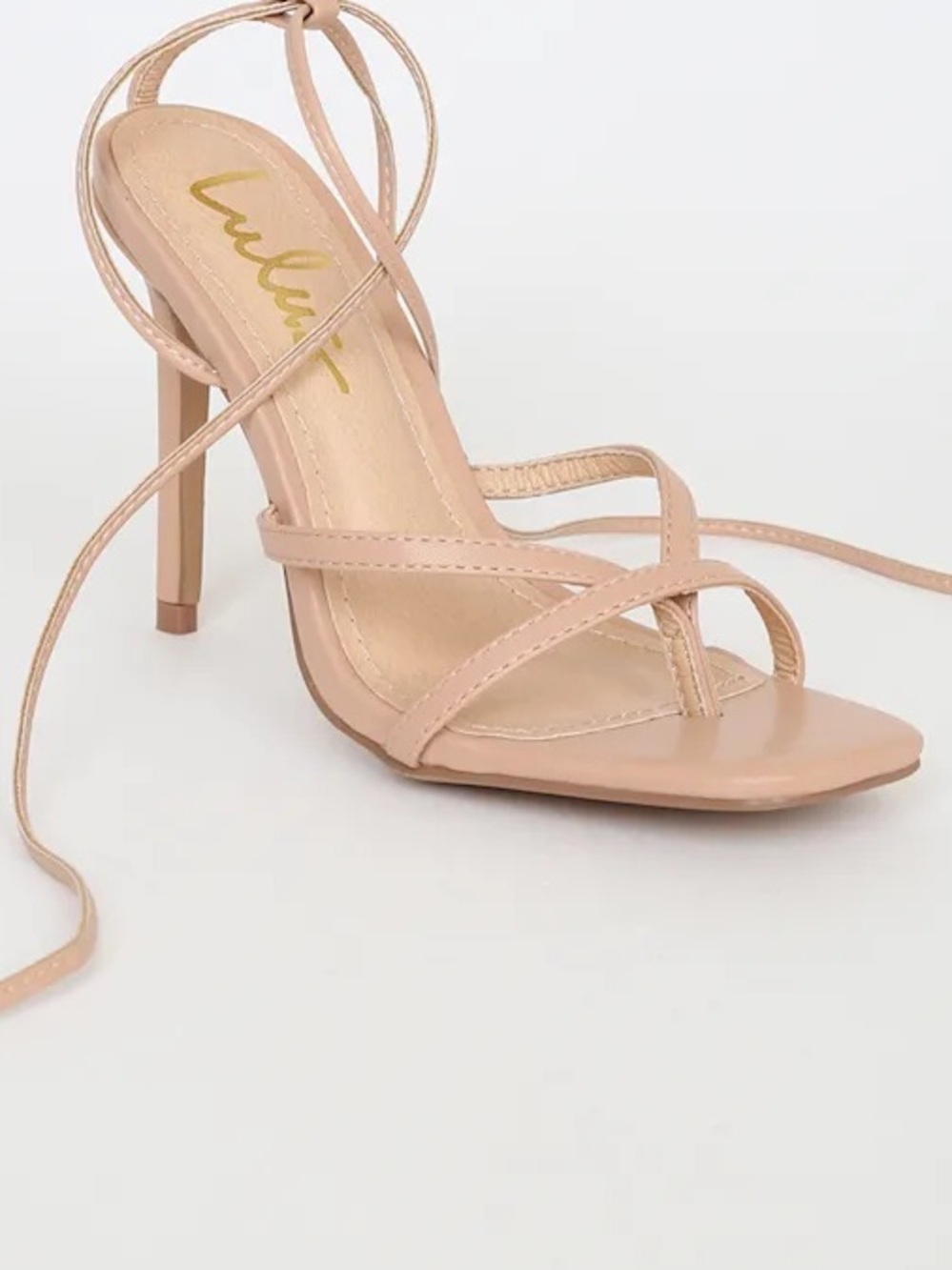 NWOB Lulus Simonee Light Nude Lace-Up High Heel Sandals